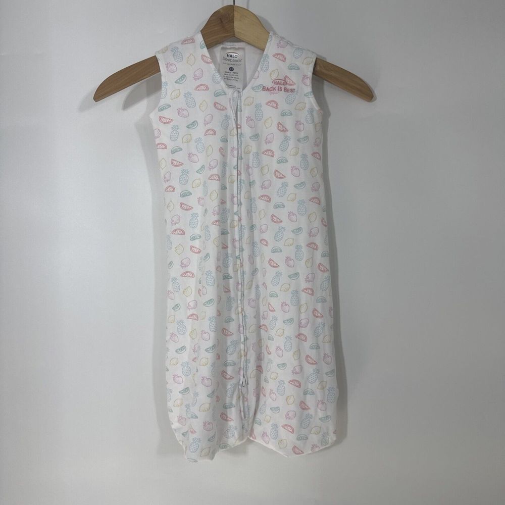 Halo SleepSack Baby Small 0-6M White Fruit Print Cotton Wearable Blanket